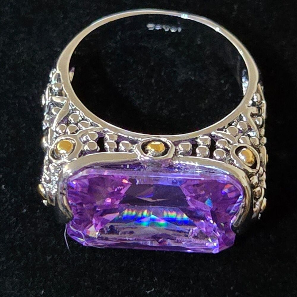 Vintage 18KGE Purple CZ Statement Ring – Size 10 - Picture 5 of 10
